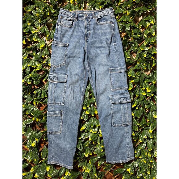 American Eagle Super High Rise Baggy Straight Jean Size 6 - Picture 1 of 7